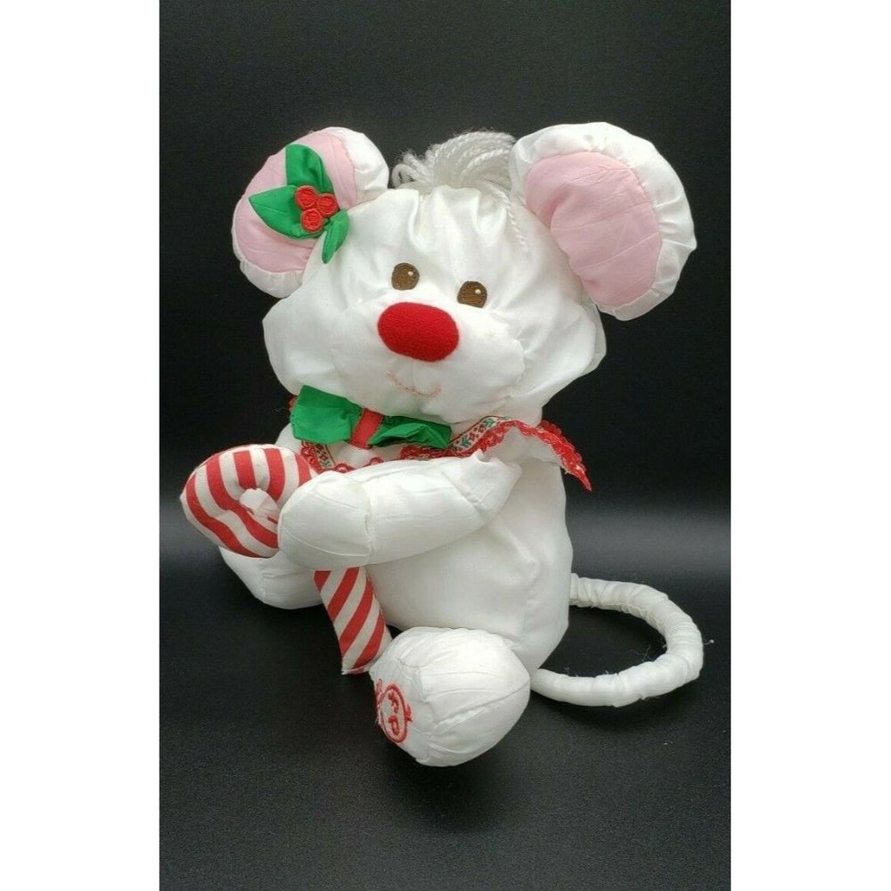 Vintage 1991 Fisher Price PUFFALUMPS Christmas Mouse Candy Cane Plush Stuffed
